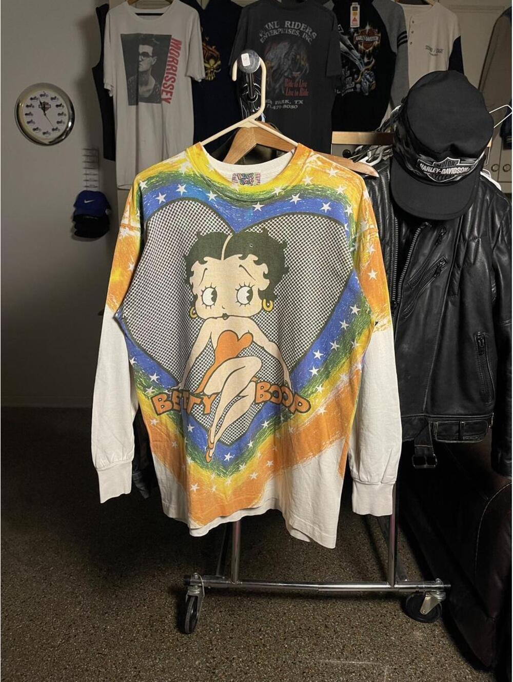 Vintage 90s Betty Boop Rainbow AOP long sleeve shirt
